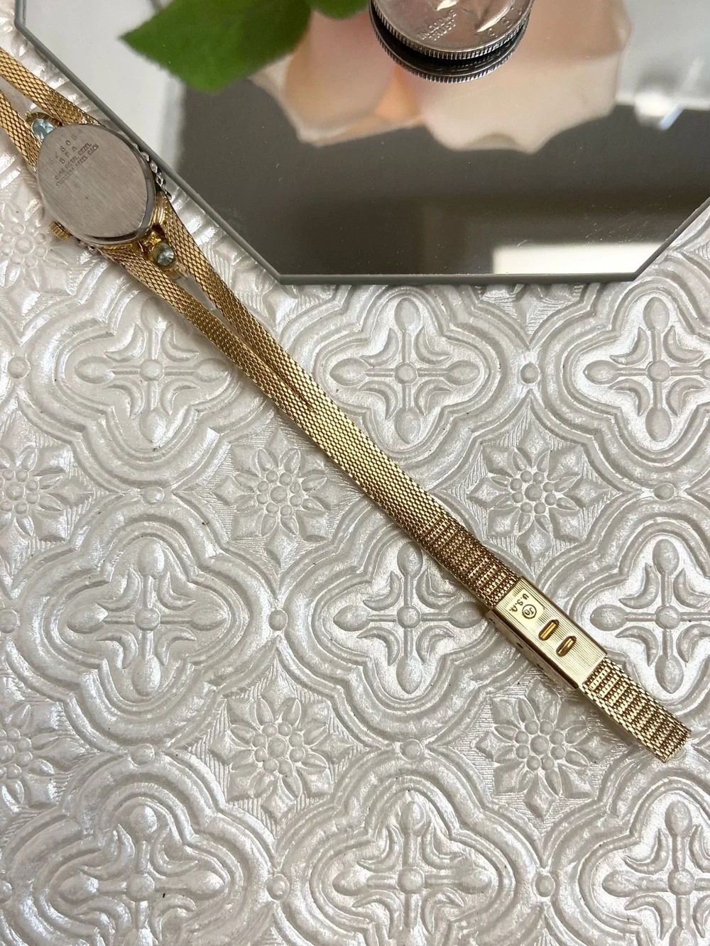 Vintage Deauville Diamond & Blue Topaz Accented Bezel Dainty Cocktail Watch